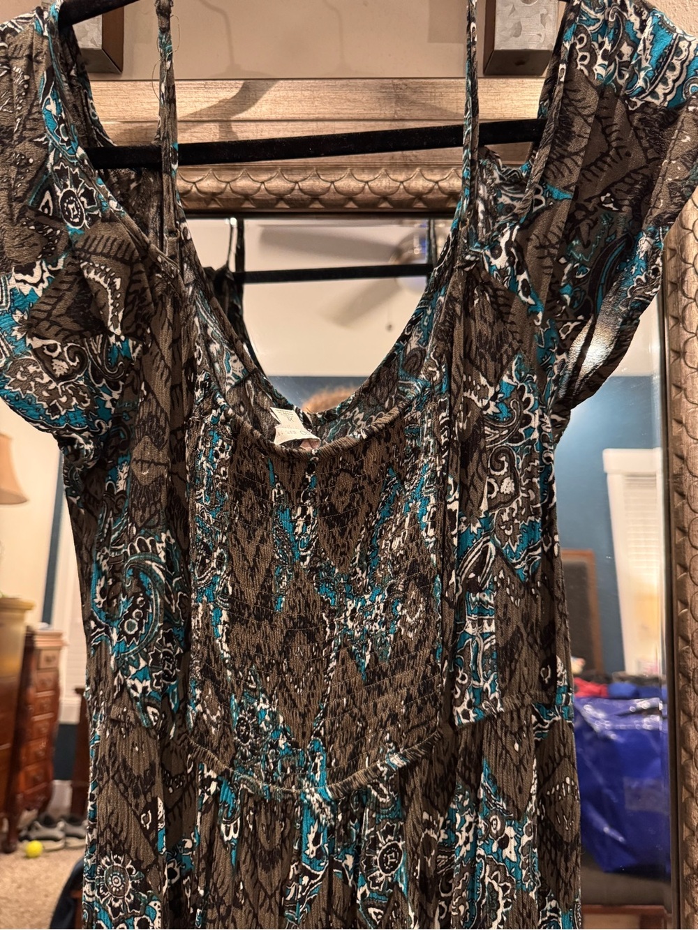 Cato Teal & Black Paisley V-Neck Wide-Leg Jumpsuit - Picture 2 of 2